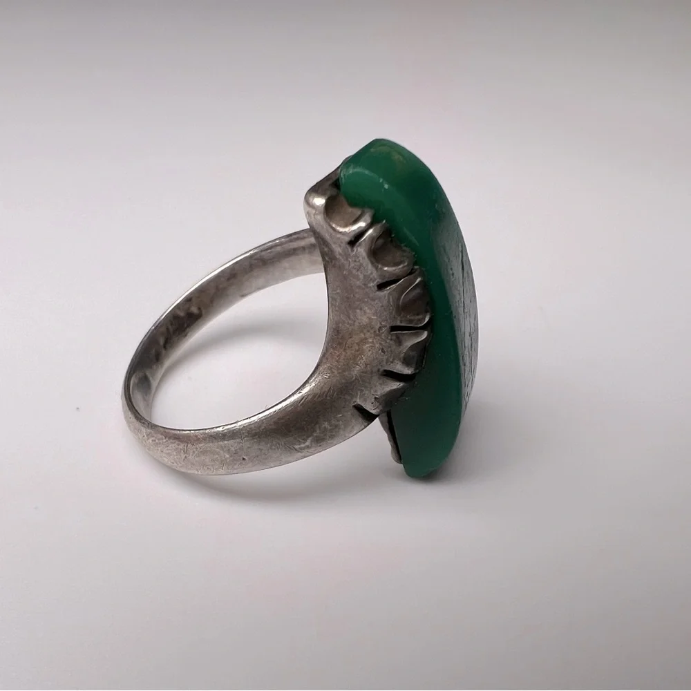 Green Agate Sterling Silver 925 Ring, Size 6.5 - Picture 6 of 8